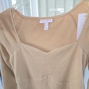 Isabel Maternity by Ingrid & Isabel Tan Ribbed Long Sleeve Top
